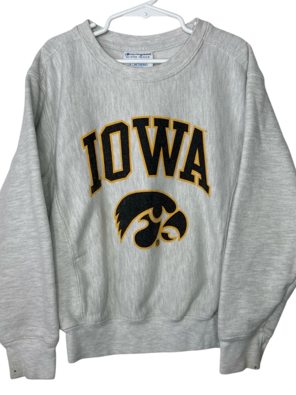 VTG Iowa Hawkeyes Sweatshirt Kids Champion Reverse Weave Gray Crewneck 90s Y2K